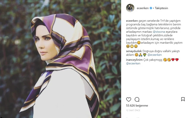 Ece Erken tesettüre girdi beğeni yağdı